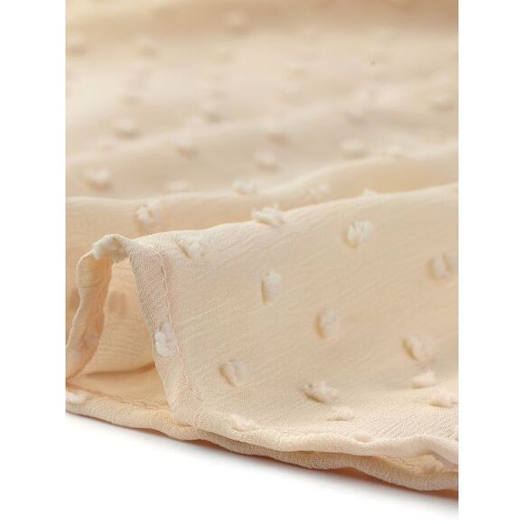 Women's Plus Size Blouses Pin Dots Round Neck Basic Top Beige - Picture 5 of 6